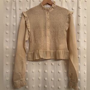 RENDOLL Smocked Sheer Beige Top | Shakespearean Top | Ren Fair Blouse